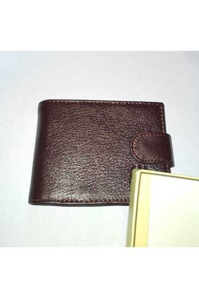 firdevsi hobi real leather horizontal snap housing 20 transparent card holder wallet