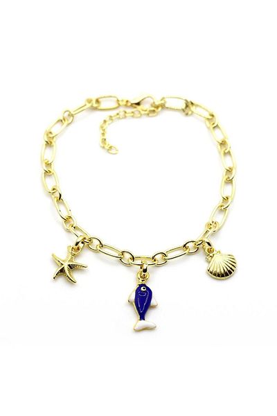 Klips Concept Enameled Fish Detail Chain Anklet