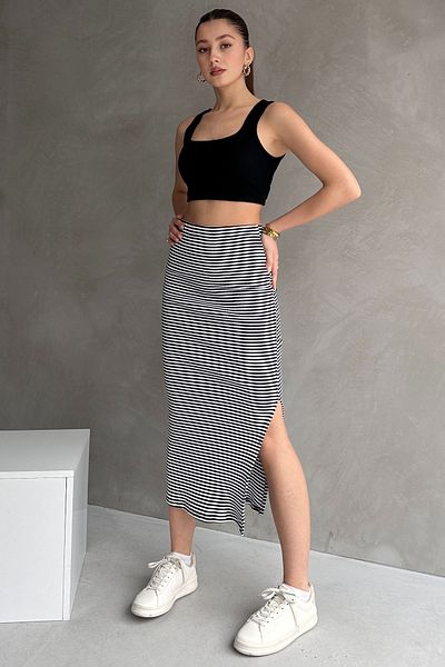 Rabi Shine RABİ SHİNE Fusta cu dungi pentru camisole cu fante pentru femei