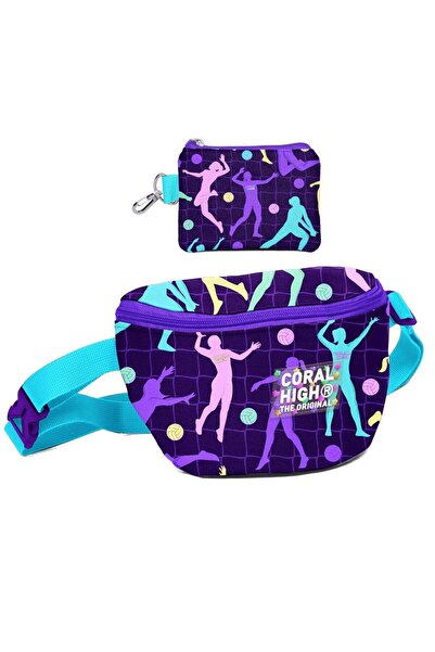 Coral High Set de geanți de talie și portmoneu pentru fete violet cu model de...