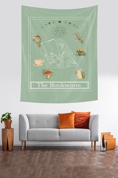 on the clouds Stain-Proof Tapestry with'Phase of the Moon and Book-Reading' Design for Girl