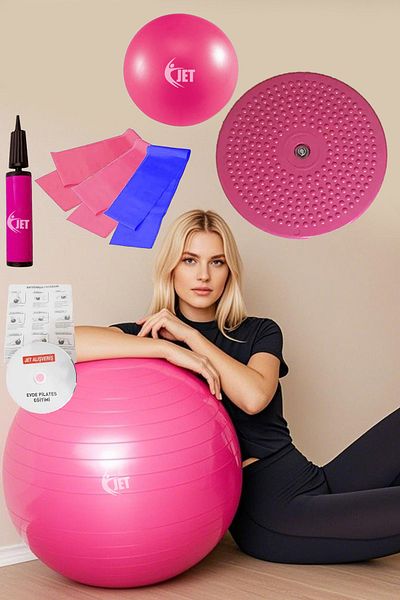Jet Economical Pilates Set Containing 9 Pieces Home & Salon Type Set Plates Ball 3-Piece Resistance Tire Twister Disk