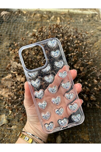 OVADA İphone 12 Pro Max  Uyumlu Uyumlu 3D Kalp Çıkıntılı Kılıf