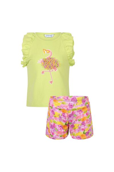 MAYORAL Set de 2 bluze și pantaloni scurți de vară pentru fete verzi