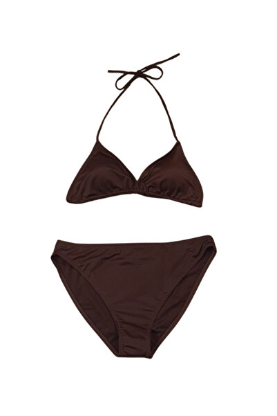 Butik Glowzia Kahverengi Üçgen Bikini Takımı
