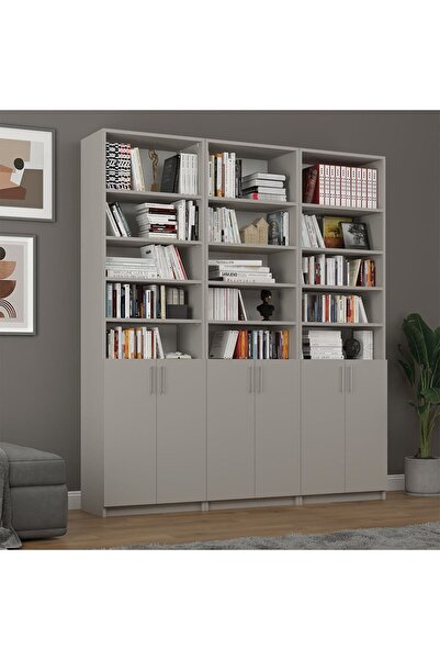 asratrend Asra Trend MDF Kül Gri Kapaklı Kitaplık – Ayarlanabilir Raf,Ev & Of...