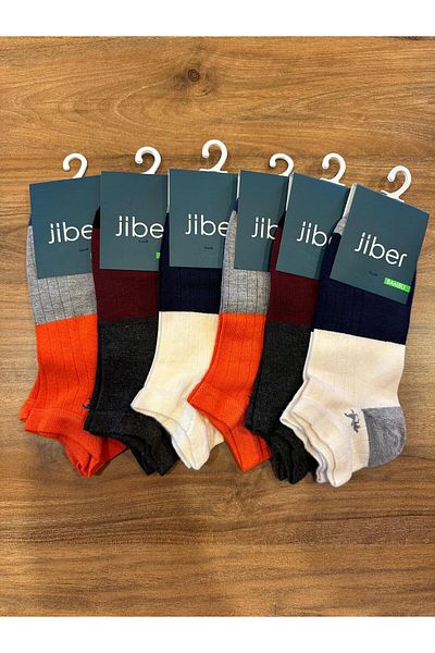 Jiber Мъжки безшевни цветни бамбукови чорапи до глезена, чифт от 6 броя