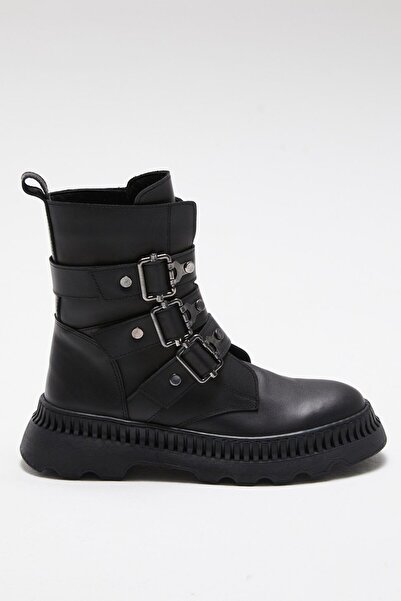 Hayati Arman Women's Three-Stripes Zippered Sports Boots Black