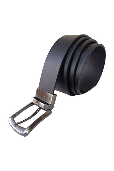 MelAlp حزام من الجلد الطبيعي بإبزيم دوار من القماش مقاس 3.5 سم