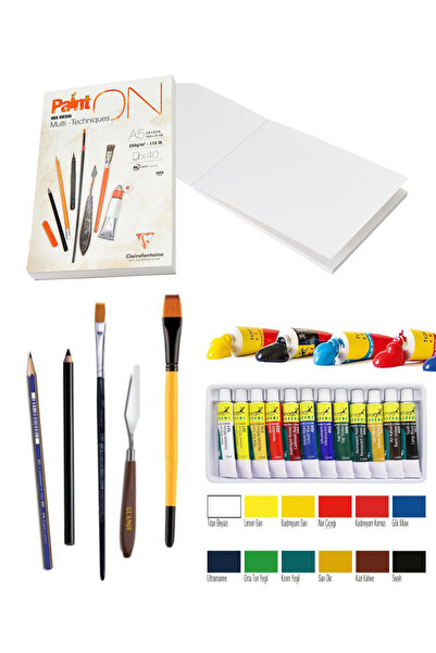 GLANCE Clairefontaine Paint-On Çok Amaçlı Blok A5 250 Gr 40 Yaprak Fanart 12x...