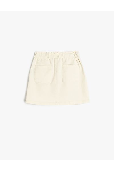 Koton Cotton High Waist Elastic Waist Pocket Detailed Skirt