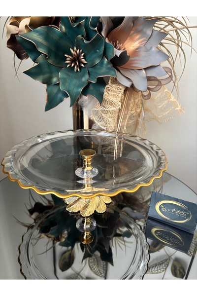 ARS COLLECTION Paşabahçe yuvarlak şekilli gold yaldızlı metal ayaklı dekorati...