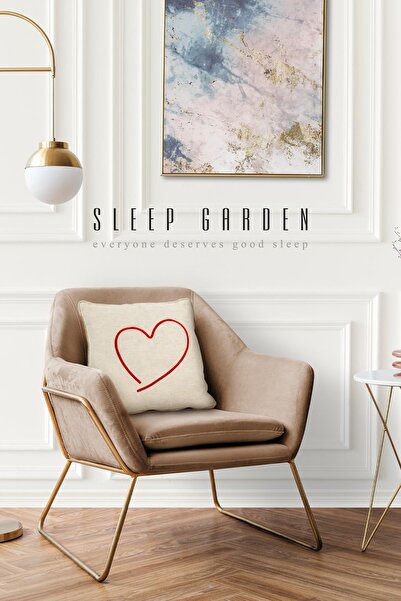 Sleep Garden Pernă Inimă Catifea Crem Roșu Inimă 45x45