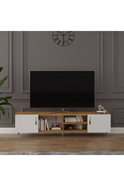 asratrend Asra Trend MDF Petra/Beyaz TV Ünitesi - 180 cm, Şık & Modern Tasarı...
