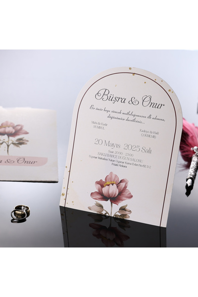 Pixel Davetiye 2025 RENKLİ YENİ MODEL - 50 Adet Düğün Davetiyesi Düğün-Nişan-Kına-Sünnet Davetiyesi-353