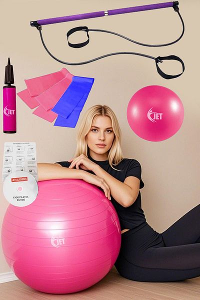 Jet Eco-Friendly Pilates Set - 9 Piece, Topportable Pilates Barre with Elastic