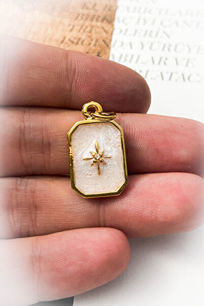 roshel Mineli İstiridye Model Altın Kaplama Kolye Ucu