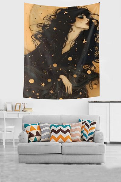on the clouds Star Patterned Stain Resistant Fabric Tapestry - Wall Tapestry and Cover