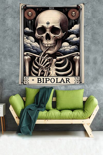 on the clouds Bipolar the Skeleton Does Not Hold Your Head Cloth Wall Cloth and Tapestry