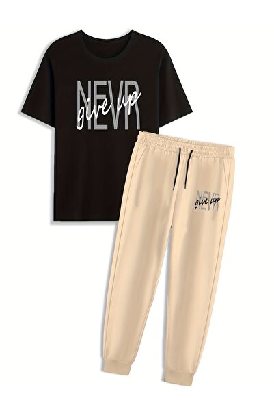 Lider Leather Set tricou imprimat și pantaloni de trening – Eleganță și confo...