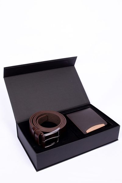 CENGİZ PAKEL Cengiz Pakel Genuine Leather Double Fabric Belt - Wallet Set