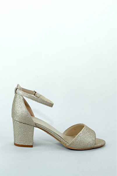 Hayati Arman Women's Ankle Buckle Open Evening Dress Shoes Gold Sim