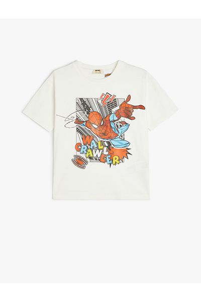 Koton Spiderman Printed Licensed Short Sleeve T-Shirt