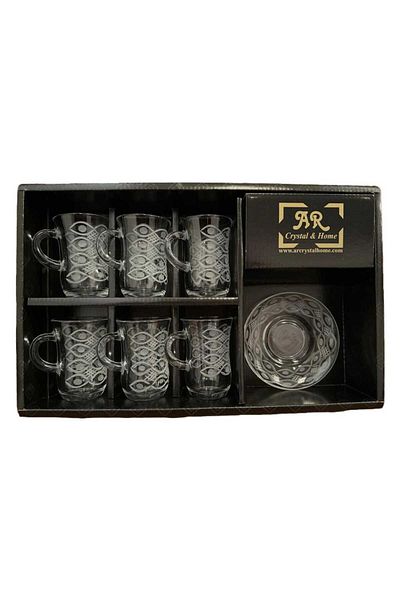 AR HOME 12 Pcs Handmade Glass Teacup Set