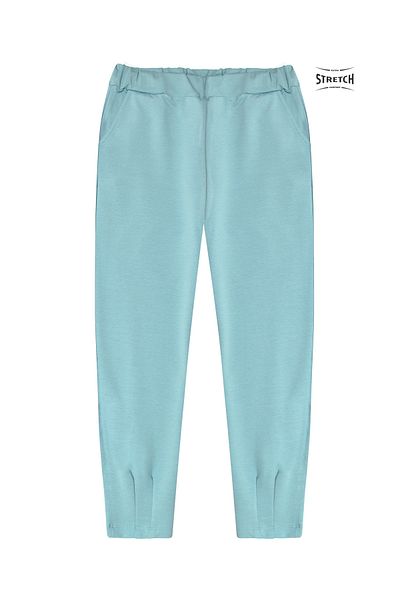 Cottonland Pantaloni elastici RENATA pentru femei - bumbac, elastan, Sason, talie elastică, TURCOAZ