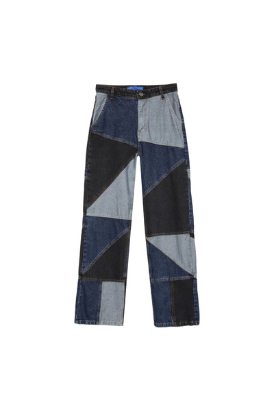 Aworlddesign Color Block Wide Leg Denim Trousers