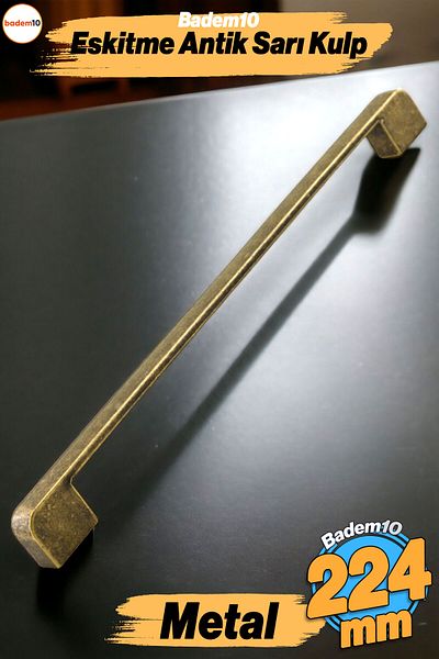 Badem10 Radus Mâner din metal galben antic 224 mm -22,4 cm Mobilier Bucătărie Sertar Dulap Dulap Mâner Mâner
