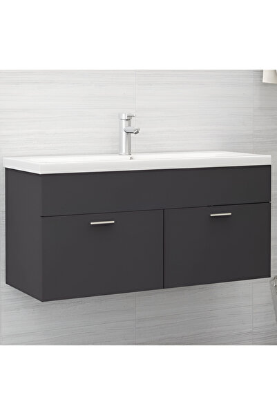 KRM HOME Suntalam kapaklı lavabo dolabı (ANTRASİT)