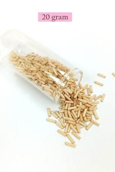 STUMBANNG Long Tube Cut Bead Diameter 2mm Length 10 mm - 20 Grams - Dark Cream - Bnc229
