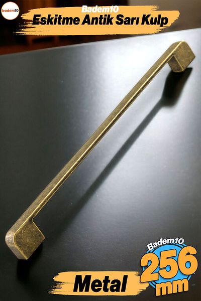 Badem10 Radus Mâner din metal galben antic 256 mm 25,6 cm Mobilier Bucătărie Sertar Dulap Mânere dulap Mâner