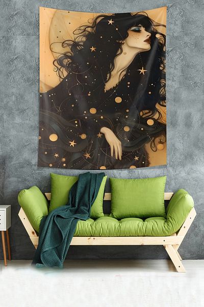 on the clouds Star Patterned Stain Resistant Fabric Tapestry - Wall Tapestry and Cover