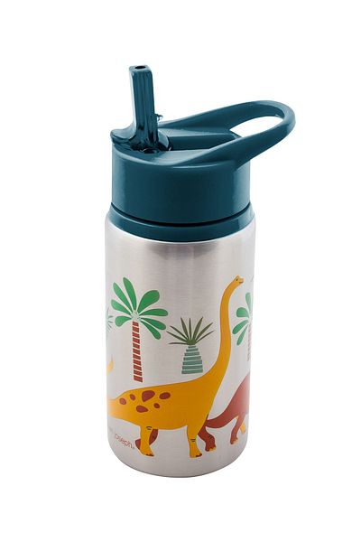 Stephen Joseph Dinosaur Drinking Bowl with Stainless Steel Straw