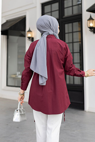 LOCCO Burgundy Women's Shirt - Rope Detail and Slit