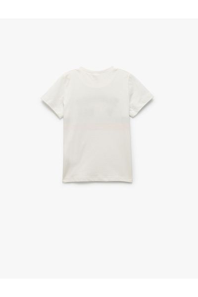 Koton Cotton Embroidery Detail Crew Neck Short Sleeve T-Shirt