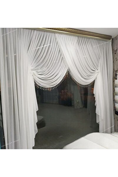 Ceylanlar perde Modern Lux Double Breasted - Beaded Mechanism Tulle Curtain (1/2.5) Cyn-03