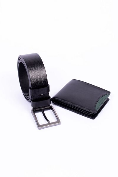 CENGİZ PAKEL Cengiz Pakel Genuine Leather Double Denim Belt - Wallet Set