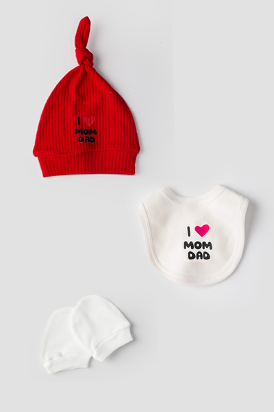 CHIC Hospital Release Set Newborn 5-Piece I Love Mom Dad 100% Cotton – 0-3 Months