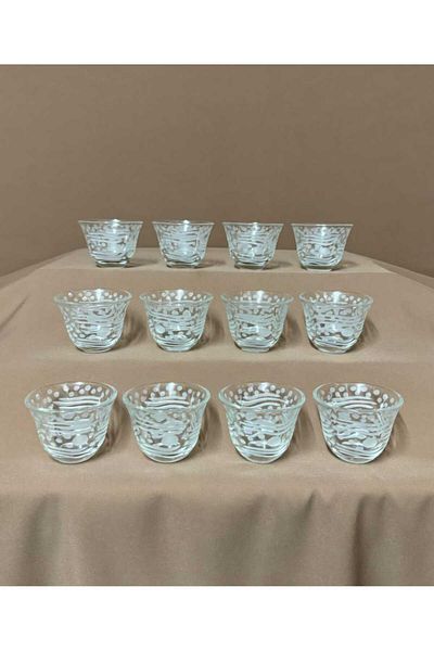 AR HOME 12 Piece Handmade Glass Arabic Cawa Cup Set