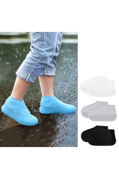 CMT Black Silicone Shoes - Non-Slip and Waterproof, Size L Cover