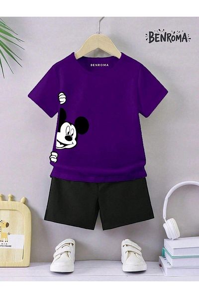 BENROMA Unisex Kids Shorts Set - Character Printed