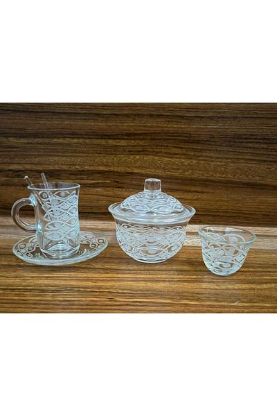 AR HOME 26 Pcs Handmade - Glass Tea and Cawa Cup Set