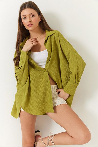 Bianco Lucci Γυναικείο πουκάμισο Off Shoulder Oversize Basic Twist 60392 60271069