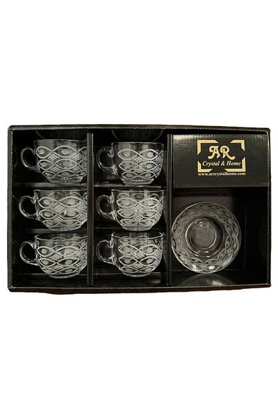 AR HOME 12 Pcs Handmade - Glass Tea & Coffee Cup Set
