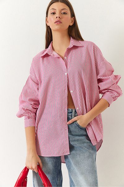 Bianco Lucci Übergroßes Standard-Basic-Shirt mit drei Streifen für Damen 2021 60271074