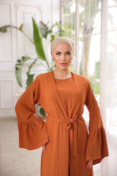 Nissra Nsr 503801   Model Ruffled Double Abaya Set