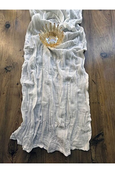 HALFART Sofralarınızda Saf Şıklık: Halfart 40x140 cm Beyaz Buruşuk Runner